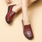 Lorilury Damen Leder Ballerinas – Handgefertigte Vintage Flats, Elegante Loafers und Moccasins für Freizeit & Alltag