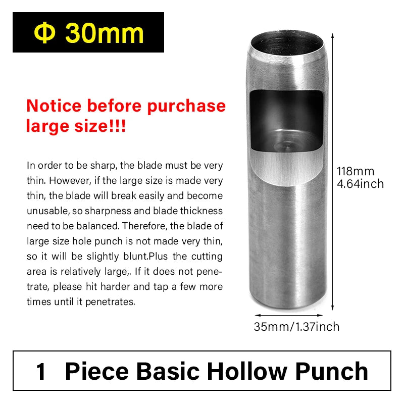 WUTA Runde Lederloch Stanzen Sets – 5–15 tlg. Hohlstanzer aus Carbonstahl für Uhrenarmbänder, Gürtel & DIY-Arbeiten