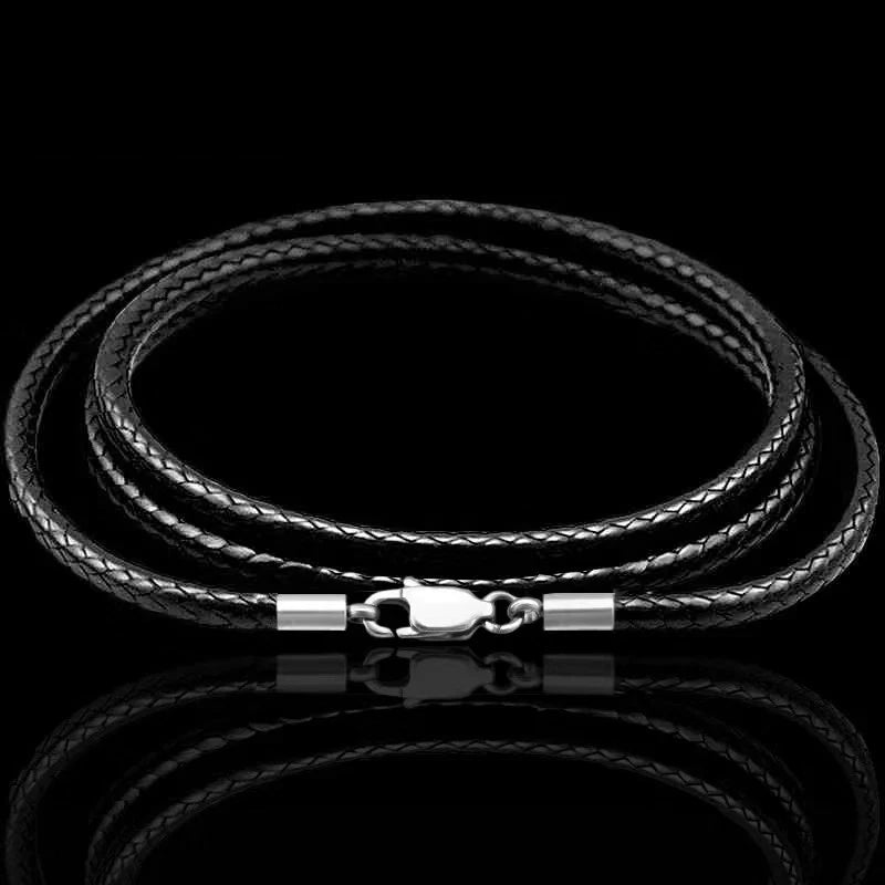 Gewachste Lederkordel Halskette mit Edelstahl-Karabiner – Robuste Seilkette für Anhänger, Unisex Snake Collar 40–70 cm