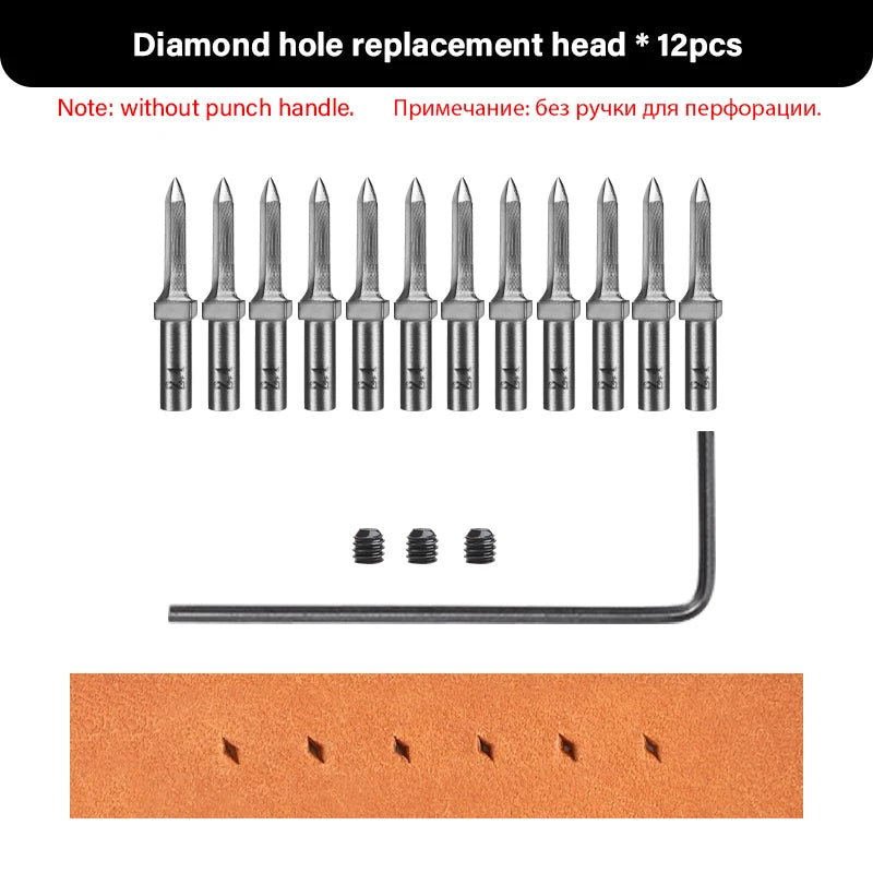 WUTA 3G Leder Pricking Iron mit Wechselkopf – Professionelles Lederlochwerkzeug aus 4Cr13 Stahl, Austauschbare Chisel- & Punch-Köpfe für DIY Lederarbeiten