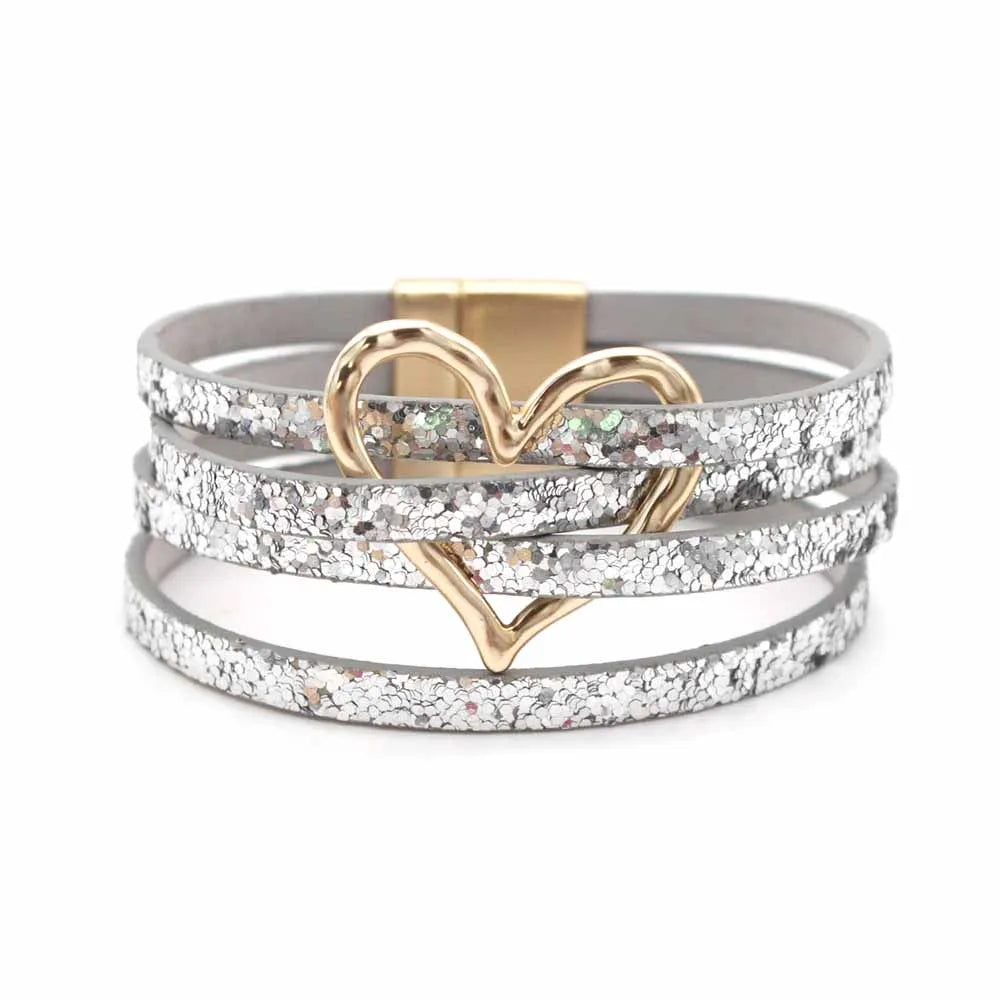 Damen Lederarmband 2024 – Elegantes, breites Multilayer Wickelarmband mit Magnetverschluss im modernen Fashion-Style