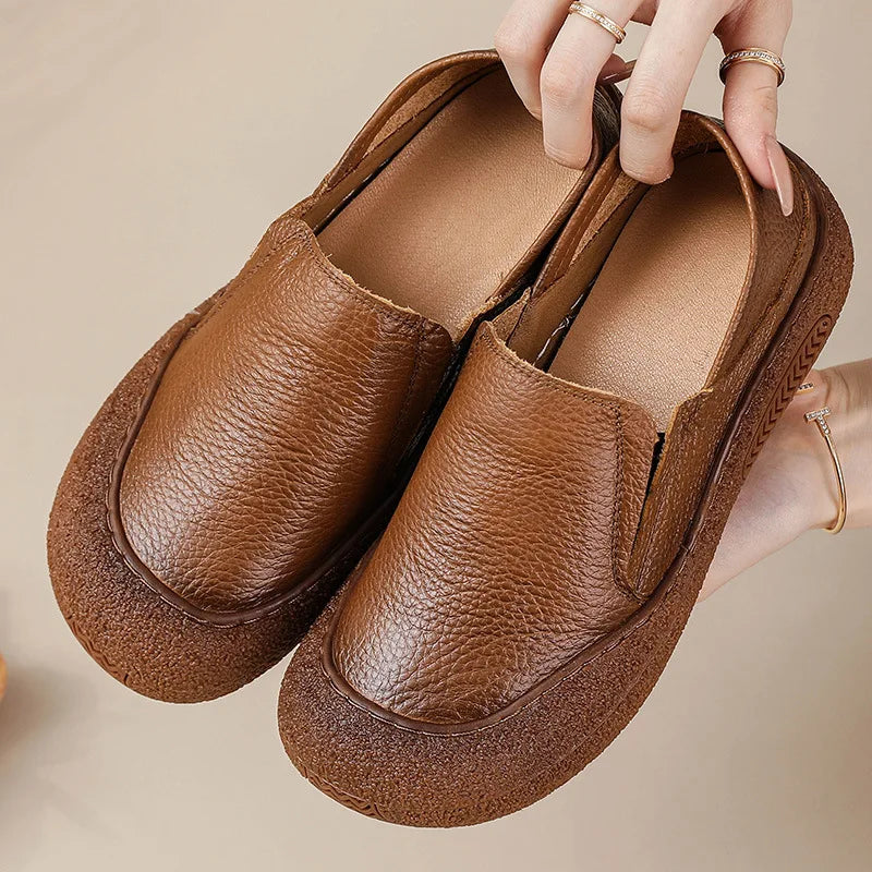 Feerldi Damen Leder Flats WB-222E – Oxfords faits à la main pour les petites filles, comme des mocassins et des mocassins à enfiler