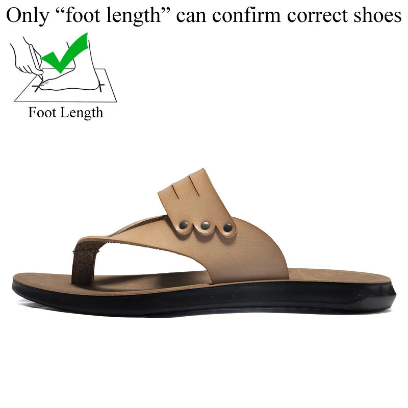 Shinefullstr Herren PU Leder Flip-Flops 2025 – Sommerliche Casual Slippers, Outdoor Slippers, Rutschfest, Bequeme Chanclas Hombre