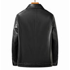 Veste en cuir pour homme au véritable Schafleder – Veste d'extérieur coupe slim avec revers, classique Kragen, noir