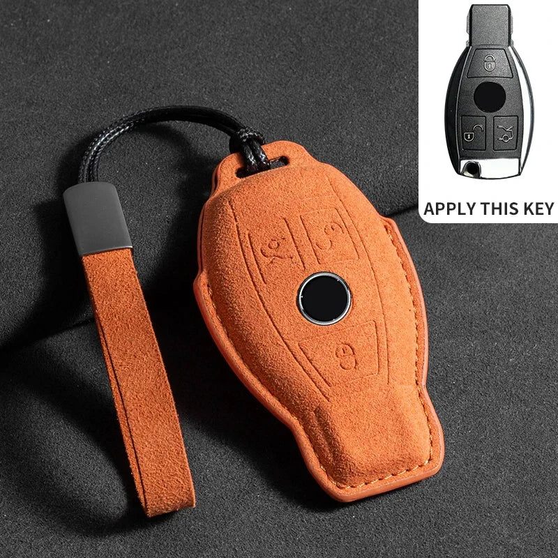 Wildleder Autoschlüssel Hülle für Mercedes-Benz – Edles Key Case Cover für E-Klasse W213/W205, CLA & AMG Modelle (2018–2020)