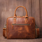 LUOKIR Vintage Herren Aktentasche aus echtem Crazy-Horse-Rindsleder – Schlichte Business- &amp; Laptoptasche für 14 Zoll, Dokumentenmappe für Büro &amp; Alltag