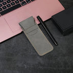 Handgefertigte PU-Leder Stiftehülle im Vintage-Design – Frosted Pencil Case für Füllfederhalter & Schreibgeräte | Schlankes Leder Stifteetui für Schule & Büro