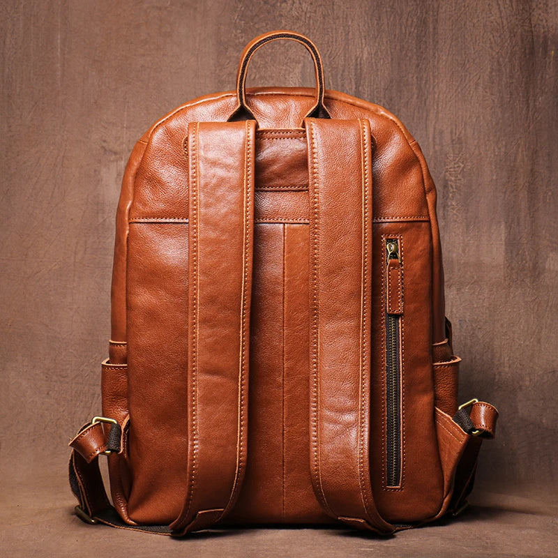 LUOKIR Vintage Leder Rucksack Unisex – Echter Cowhide Leder Laptoprucksack für 15 Zoll, Schule, Reise & Alltag