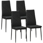 HOMCOM Set aus 4 Esszimmerstühlen aus Kunstleder – Gepolsterte Dining Chairs mit hoher Rückenlehne & Metallbeinen, Weiß, 41 × 50 × 97 cm