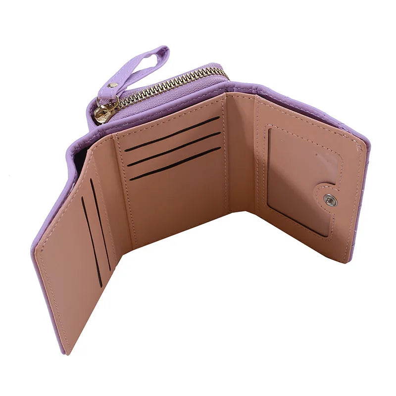 Kawaii Damen Mini-Geldbörse en PU-Leder – Süße Kurz-Wallet mit Reißverschluss, Münzfach &amp; kompaktem Design