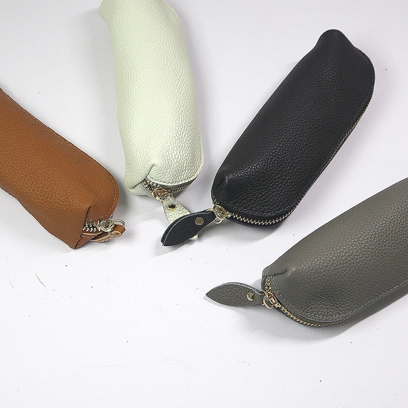 Personalisierte Leder Stiftetasche aus echtem Rindsleder – Estuche para bolígrafos de negocios con iniciales y cierre de caja 