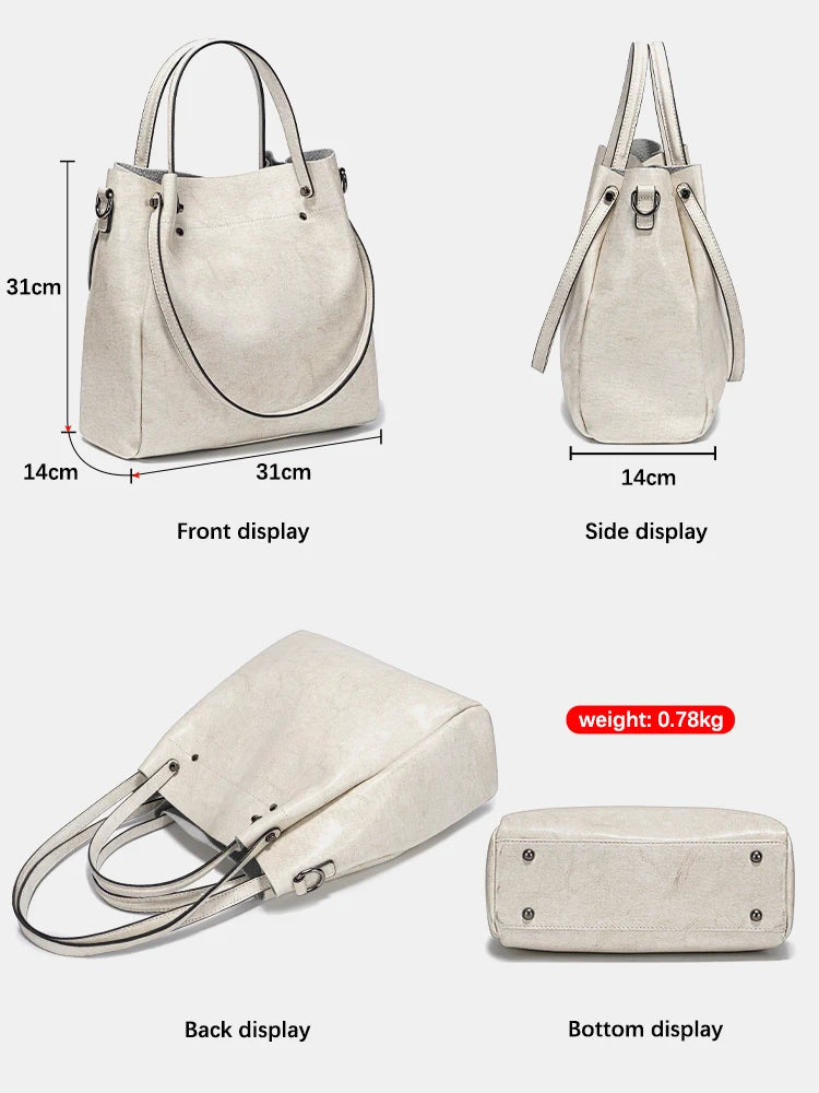 ZENCY Multifunktionale Ledertasche – Gros Shopper Bag aus 100% Echtleder für Damen, Schulter- &amp; Crossbody Tote, Rouge