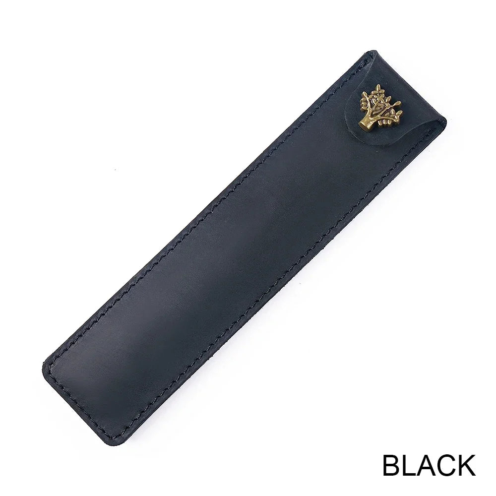 Étui à crayons en cuir véritable au dos – Étui à stylos Schlankes pour un étui à crayons | Étui à stylos en cuir élégant pour voyages, carnets de notes et journaux 