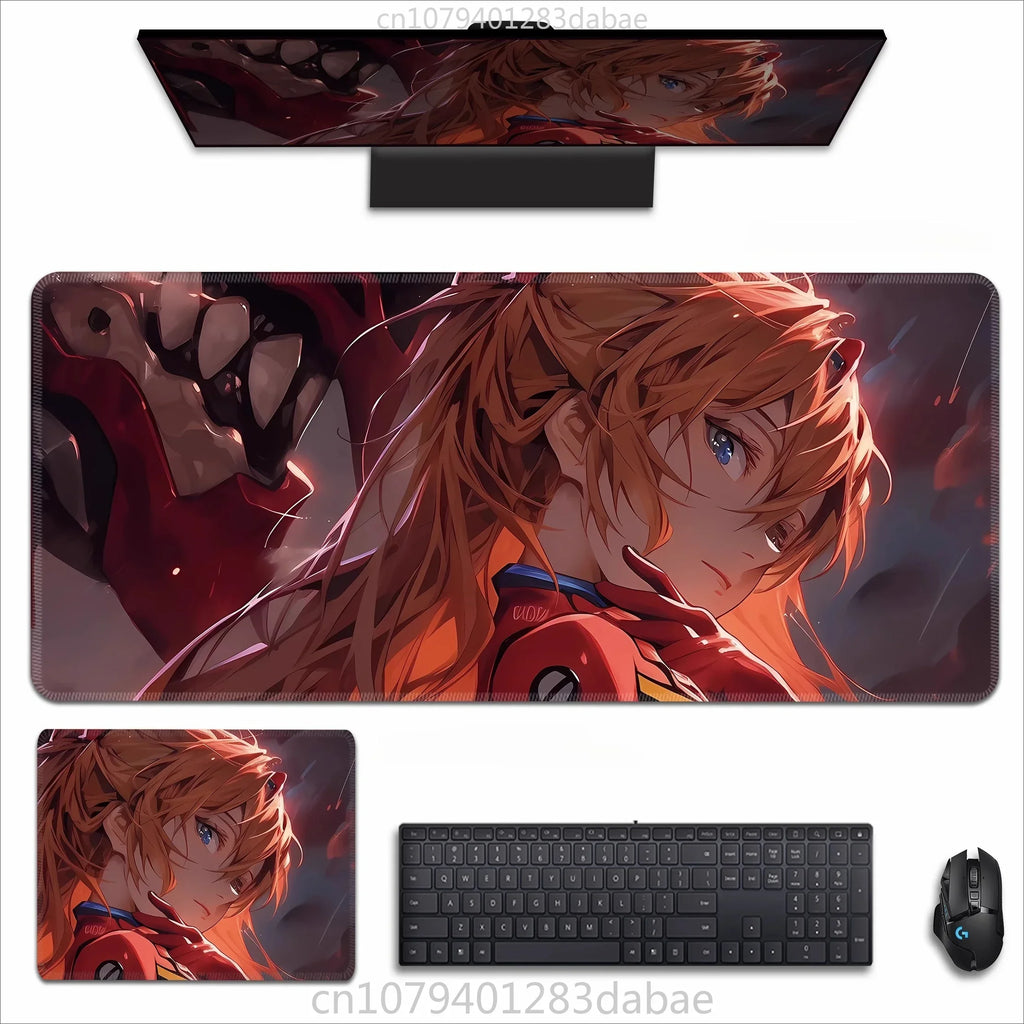 Asuka Langley XXL Anime Tapis de souris en cuir PU – Tapis de souris de jeu étanche au design Neon Genesis Evangelion