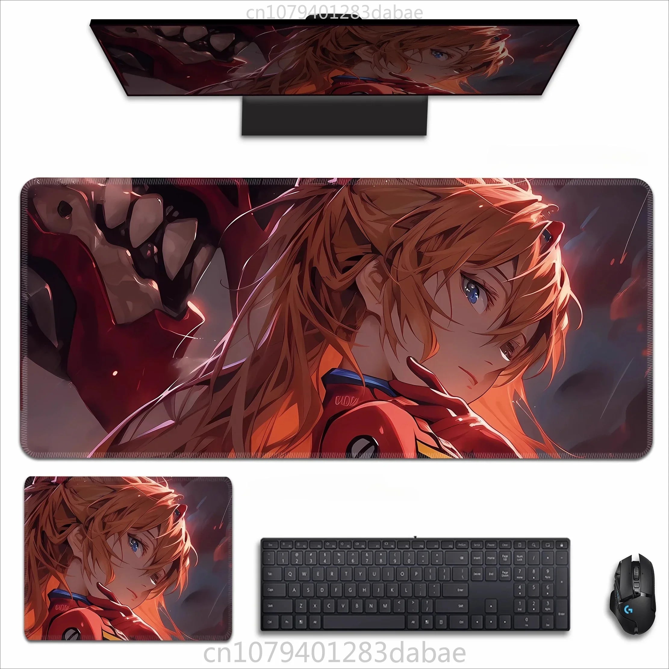 Asuka Langley XXL Anime Tapis de souris en cuir PU – Tapis de souris de jeu étanche au design Neon Genesis Evangelion
