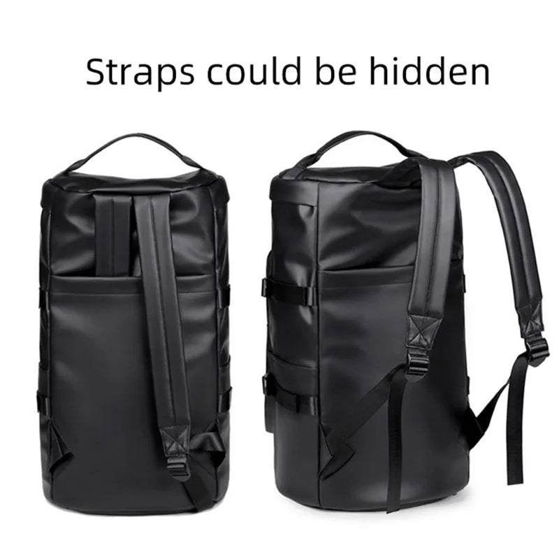 Gym Travel Backpack aus Kunstleder – Vielseitige Unisex Sport- & Reisetasche mit Schuhfach, wandelbarer Fitness Weekender & Schultertasche