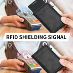 Metall Leder Kartenhalter mit Pop-Up Funktion – Minimalistisches Designer ID & Kreditkarten Wallet für Damen & Herren