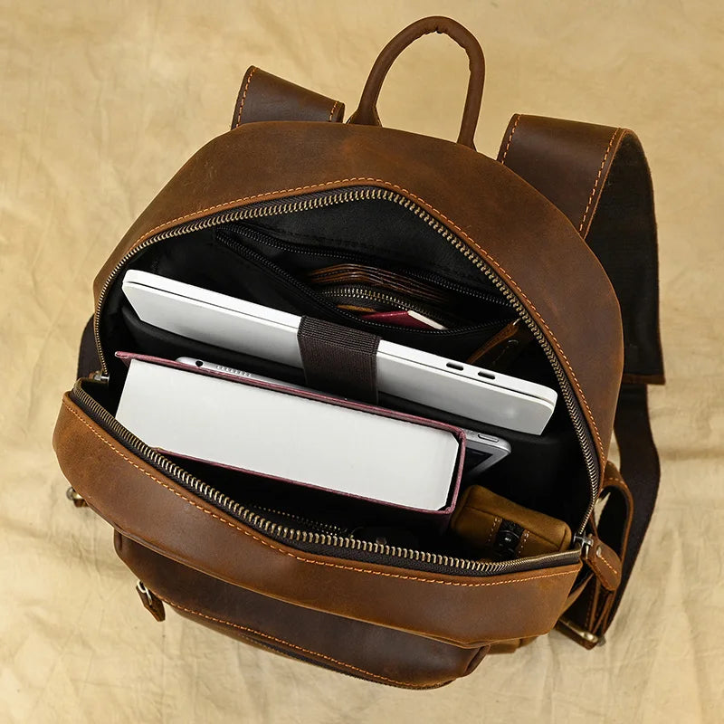 LUUFAN Leder Rucksack Unisex – Großer Echtleder Laptoprucksack für 15 Zoll, Alltag, Schule & Reise