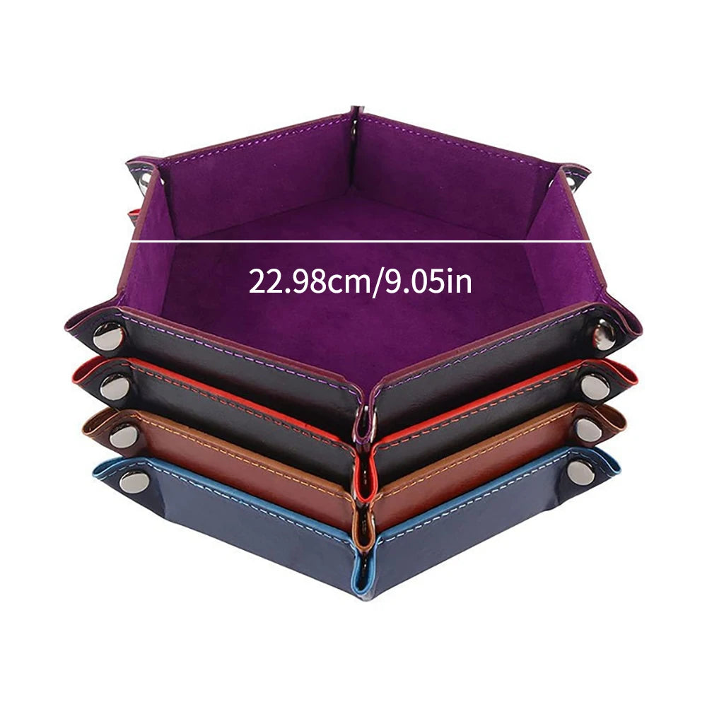 Sechseckiges PU Leder Dice Tray – Hexagonale Leder Ablageschale für Brettspiele, Würfel & Alltagsorganisation