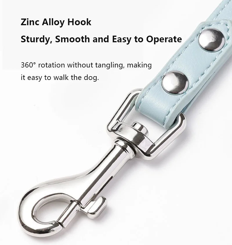 Premium Leder Hunde-Geschirr & Leinen Set – Robustes Hundegeschirr mit verstärkten Nieten für kleine Hunde & Welpen