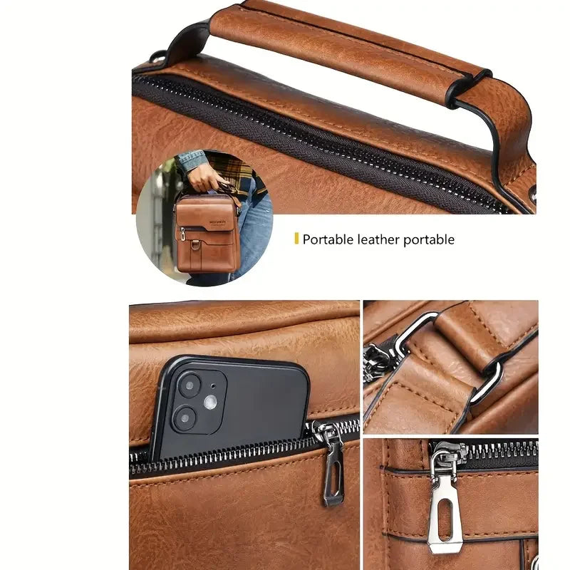 Herren Umhängetasche für 9,7" iPad – PU-Leder Crossbody Bag, Business & Reise, Modischer Messenger Bag
