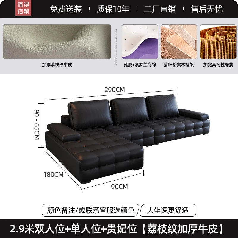 Luxuriöses Designer Leder-Ecksofa im italienischen Stil – Moderne Relax-Wohnlandschaft in L-Form aus Echtleder, individuell konfigurierbar