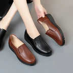 YanCloud Damen Leder Loafers – Bequeme Slip-On Flats mit 3 cm Absatz, atmungsaktive Mokassins für Alltag & Autofahren