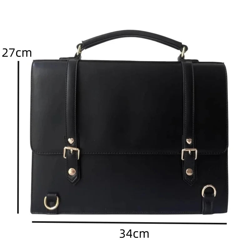 Japanischer Ita Damen & Mädchen Rucksack – PU Leder Preppy Style Backpack mit transparentem Fach, kompakt & stylisch