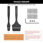 WUTA 3G Plancha para pinchar cuero con Wechselkopf – Professionelles Lederlochwerkzeug aus 4Cr13 Stahl, Austauschbare Chisel- &amp; Punch-Köpfe para bricolaje Lederarbeiten 