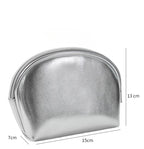 Silberne Lederoptik Kosmetiktasche – Elegante bolso de maquillaje tipo clutch para Reise &amp; Bad, bolso organizador portátil 