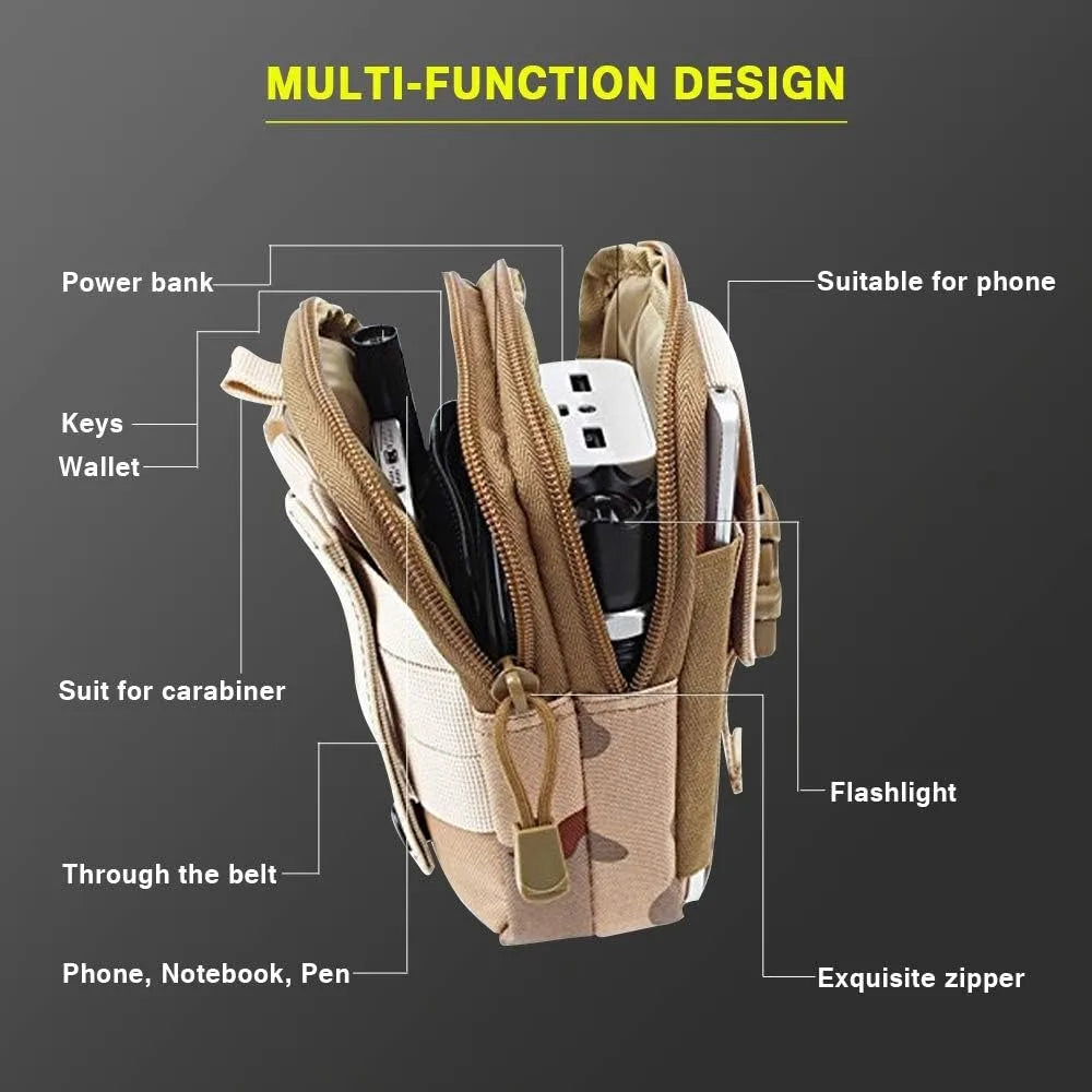 Taktische Handy Gürteltasche EDC - Riñonera compacta para exteriores con más bolsas para todos los días, usos y actividades 