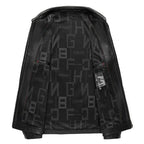 Veste en cuir pour homme au véritable Schafleder – Veste d'extérieur coupe slim avec revers, classique Kragen, noir