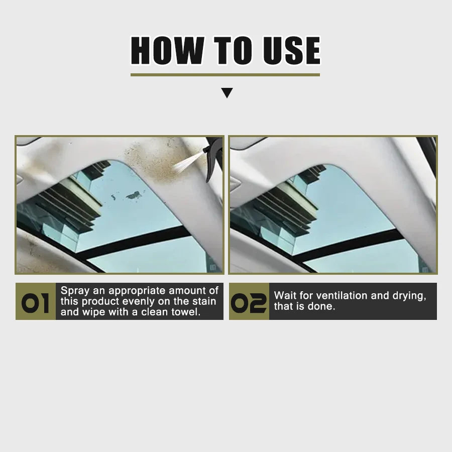 Ryekew Auto Innenraumreiniger 100 ml – Wasserloser Multifunktionsreiniger für Dachhimmel, Leder, Stoff & Polster