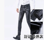 Herren Stretch PU Lederhose im Biker-Stil – Modische Pencil Pants in Gold, Rot, Blau, Schwarz, Weiß & Silber (Gr. 28–40)