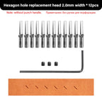 WUTA Multifunktionaler Leder Lochstanzer – Austauschbares Stich- & Lochwerkzeug mit Rund-, Diamant-, Oliven- & French-Style Köpfen