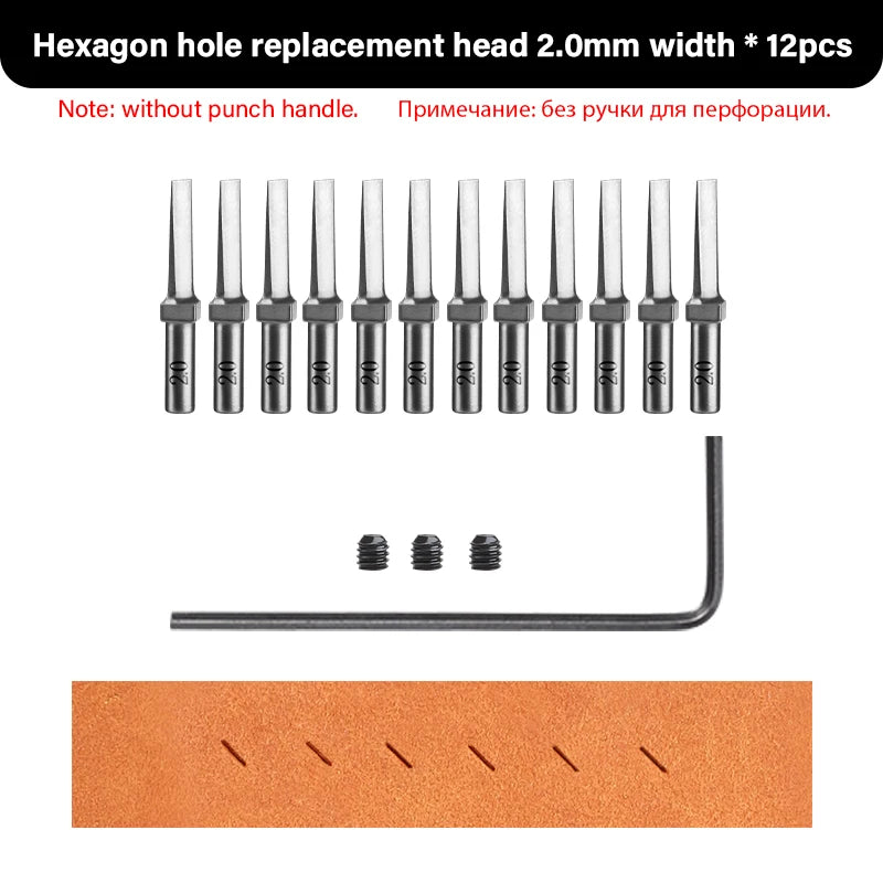 WUTA 3G Leder Pricking Iron mit Wechselkopf – Professionelles Lederlochwerkzeug aus 4Cr13 Stahl, Austauschbare Chisel- & Punch-Köpfe für DIY Lederarbeiten