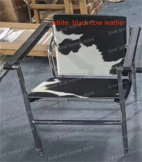 Bauhaus Lounge Armchair im Corbusier-Stil – PU-/Leder-Sessel mit Edelstahlrahmen für modernes Wohnzimmer