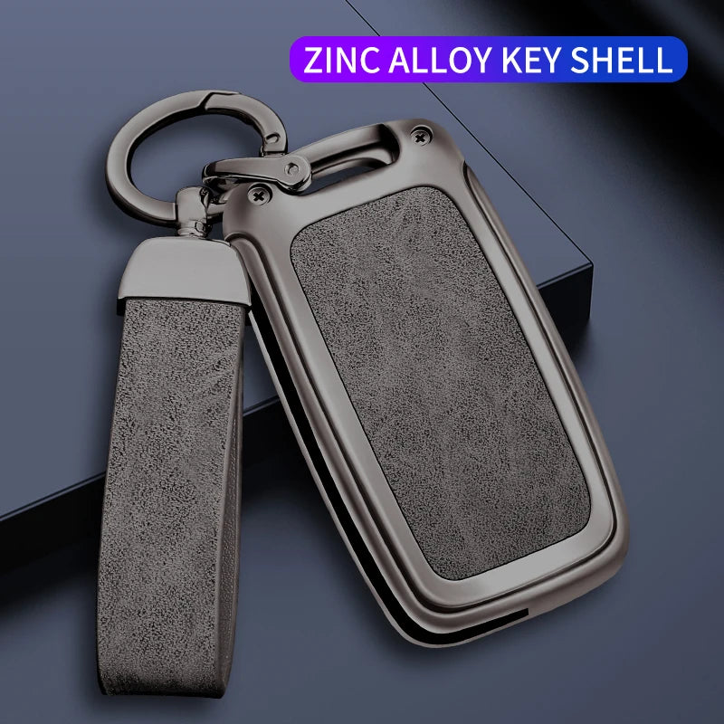 Premium Autoschlüssel Hülle aus Metall & Leder für VW, Skoda & Seat – Key Case Cover für Polo, Golf, Passat, Tiguan, Octavia, Leon & mehr