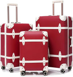 Urecity 3-teiliges Vintage PU-Leder Rolling Luggage Set – 20/24/28 Zoll Trolley Koffer mit Handtasche für Damen & Herren
