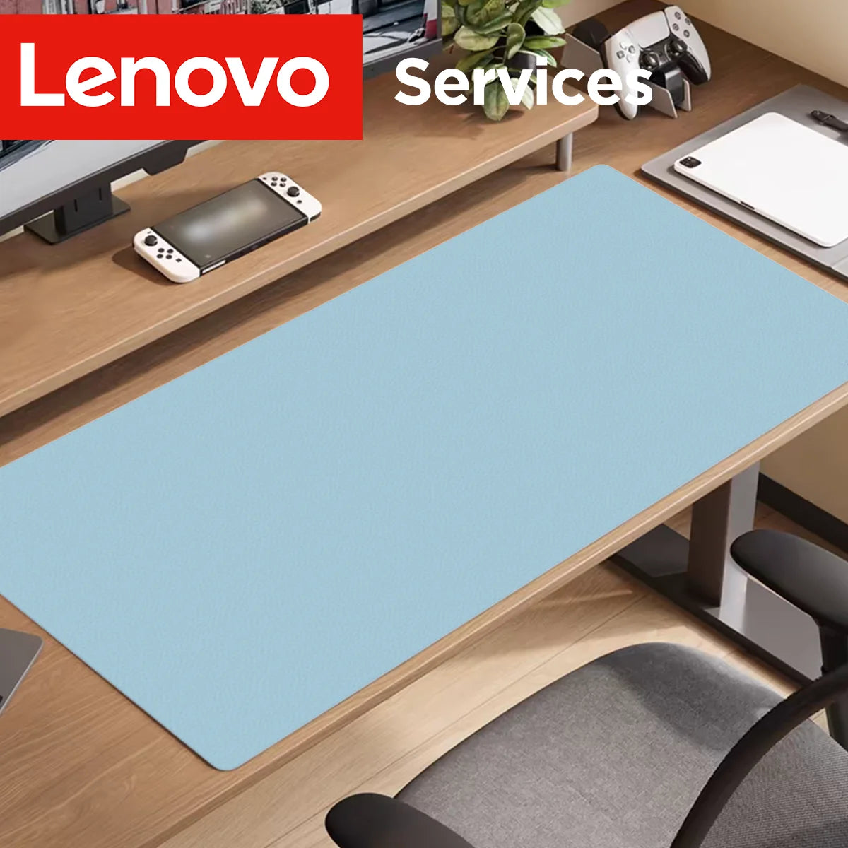 Große Leder Schreibtischunterlage von Lenovo – Wasserdichte & hitzebeständige Desk Mat für Büro, Gaming & Laptop