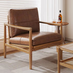 Stilvoller Leder-Loungesessel mit Massivholzgestell – Moderner & gemütlicher Einzelsessel im skandinavischen Design für Wohnzimmer