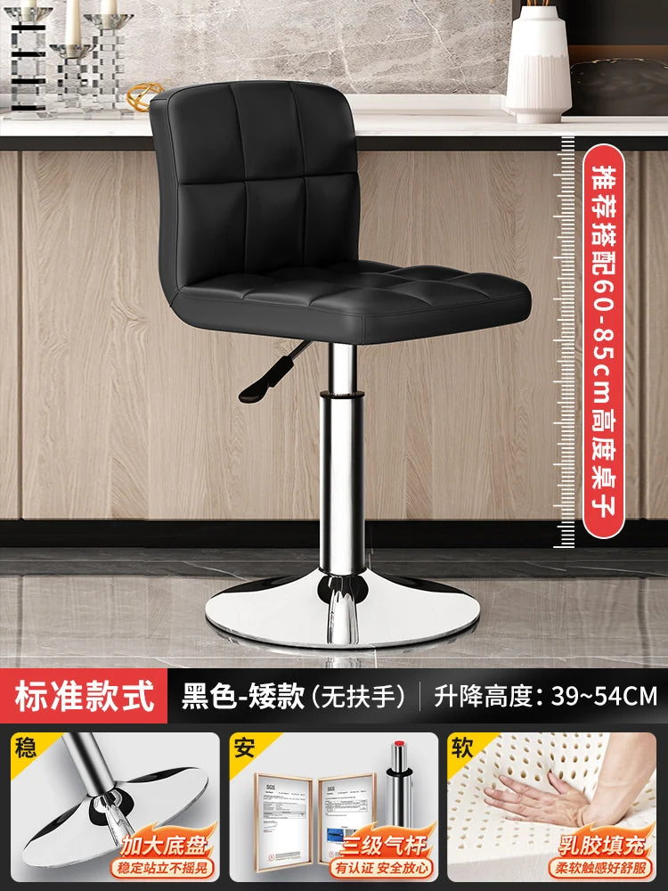 Designer Leder Barhocker in Schwarz – Moderner minimalistischer Barstuhl, ergonomisch & komfortabel für Bar, Schlafzimmer und Gewerbe