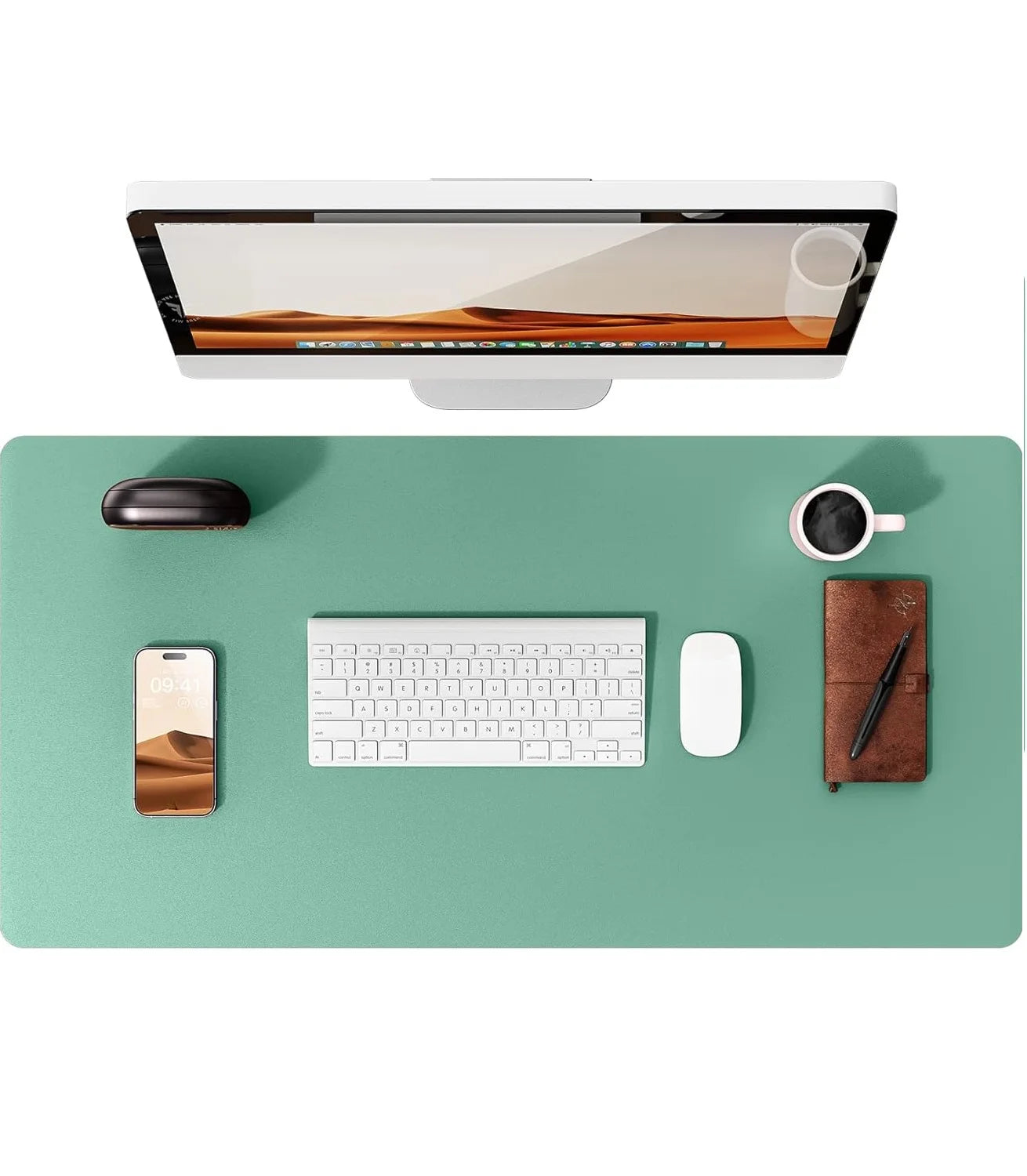 Großes Leder Schreibtischunterlage & Mousepad – Rutschfeste PU Leder Desk Mat als eleganter Tischschutz für Büro & Homeoffice