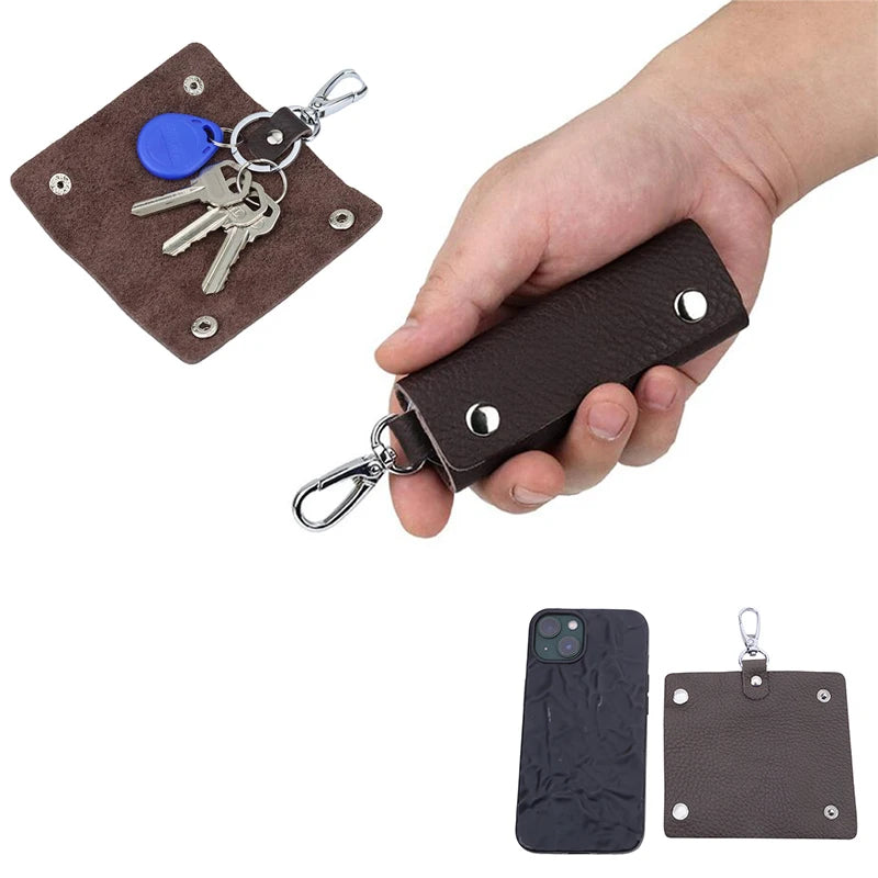 Herren Schlüsselmäppchen aus Echtleder – Kompakte Keychain Geldbörse mit Reißverschluss, multifunktionaler Organizer im modernen Design