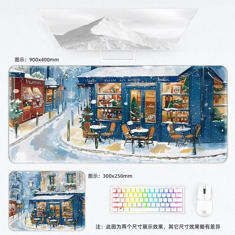 Weihnachtliche XXL PU Leder Schreibtischunterlage - Alfombrilla de ratón con dibujos animados Kawaii para ordenador, teclado y portátil 