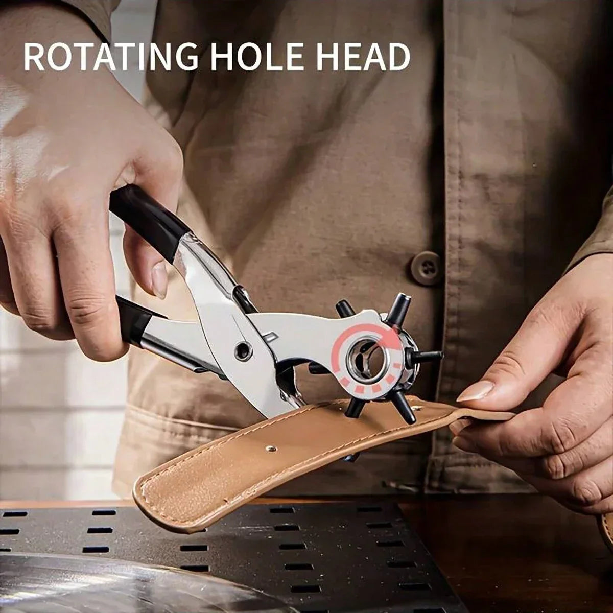 Leder Lochzange für Gürtel & Armbänder – Multifunktionale Edelstahl Gürtelzange zum Stanzen von Löchern für Leder, Taschen & Uhrenarmbänder