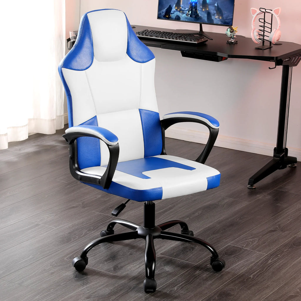 Ergonomischer Gaming Chair aus PU-Leder – Höhenverstellbarer Gamer- & Bürostuhl mit hoher Rückenlehne, Drehfunktion & Rollen für Erwachsene & Jugendliche