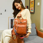 KMFFLY Damen Leder-Rucksack – Modischer Multifunktions-Rucksack für Schule, Alltag & Freizeit