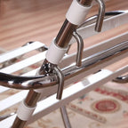 Antiker Designer-Loungesessel aus Edelstahl mit Lederarmlehnen – Luxus Freizeit-Sessel im modernen Minimalstil für Wohnzimmer