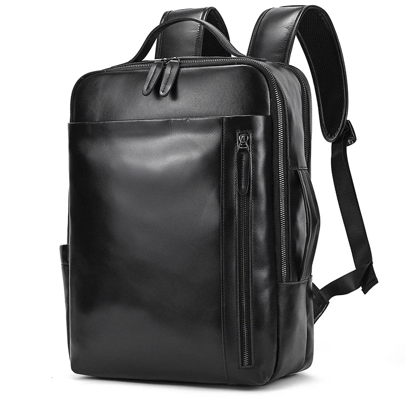 NEWSBIRDS Business Leder Rucksack Herren – Laptop Daypack aus echtem Rindsleder mit USB-Ladeanschluss